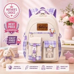 Zaino scolastico personalizzato per ragazze / Borsa in pelle con nome personalizzato