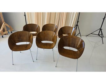 Set di sei sedie in compensato curvato "Lipse" di Wolfgang Mezger, stile Mid-Century Modern