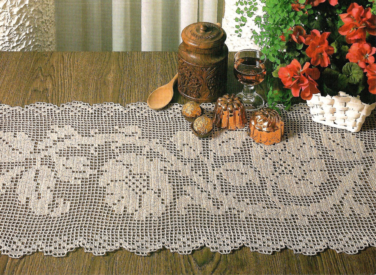 Lovely Rose Table Runner Filet Crochet Pattern Only Etsy