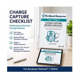 Physician Practice Charge Capture Review Checklist, billing review PDF, coding and documentation aid, admin resource, RCM Charge Entry
