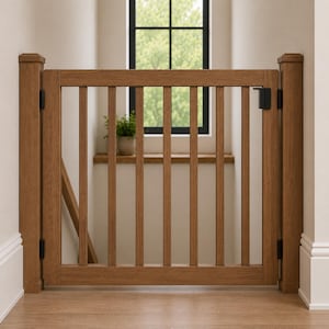 Solid Beech Wood Safety Gate for Stairs, dog gate indoor