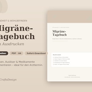 Migräne-Tagebuch zum Ausdrucken – Kopfschmerz Tracker PDF | Auslöser & Trigger erkennen | 15 Seiten Dokumentation für den Arztbesuch