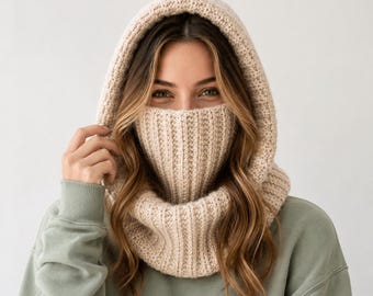 Anleitung gehäkelte Balaclava Haube, Rollkragen Kapuze, häkeln für Erwachsene und Kinder (PDF Download)