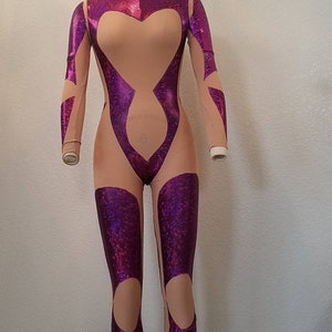 Justaucorp Purple spandex hologram circus unitard