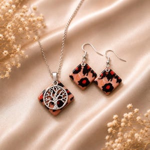 Handmade Tree of Life Jewellery Set, Matching Necklace Earrings, UK Resin Gift