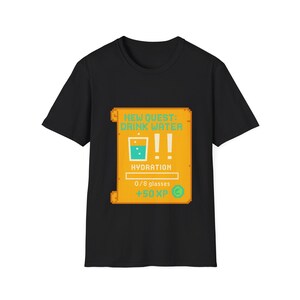 Gamer T-Shirt | Pixel Art Hydration Quest Tee, Drink Water RPG Graphic