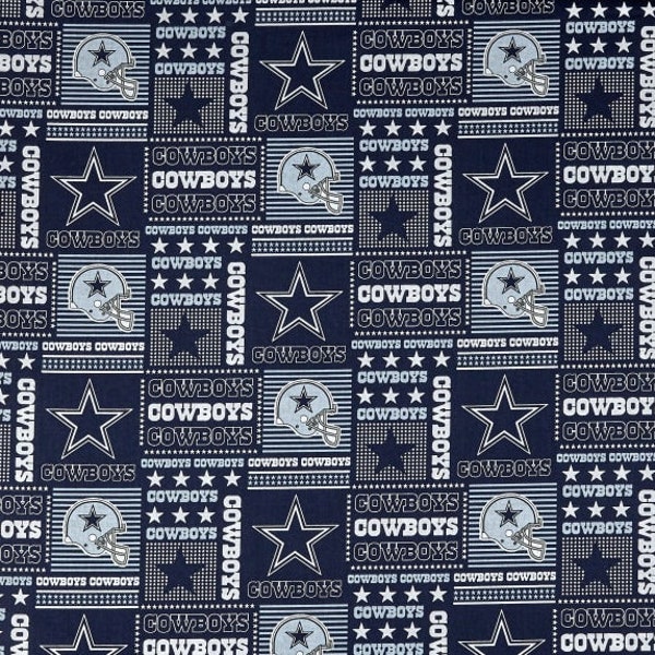 Dallas Cowboys Patchwork Fabric 18” x 58” 100% Cotton - .