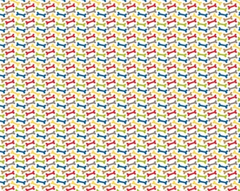 Multi Colored Tossed Dog Bones Fabric by Riley Blake 18” x 44” 100% Cotton