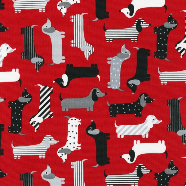 Dachshund Dog Red Fabric - 18" x 44" 100% Cotton - .