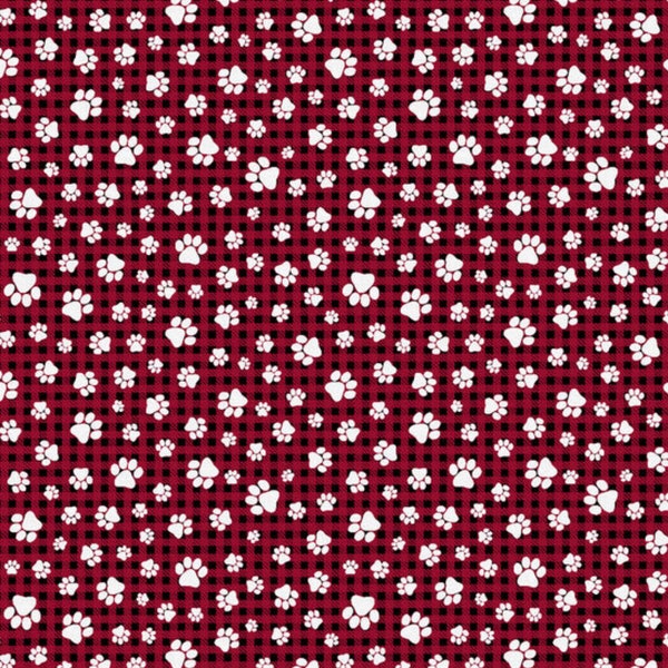 Paws on Buffalo Check Fabric 18” x 44” 100% Cotton - .