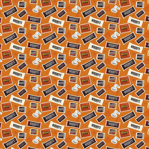 Celebrate with Hershey Candy Toss Orange Fabric from Riley Blake - 18" x 44" - .