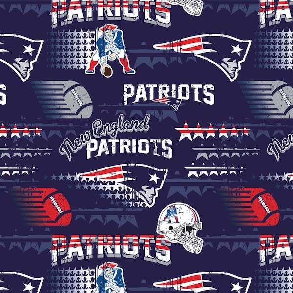 New England Patriots Retro Blue Fabric 18" x 58" 100% Cotton - .