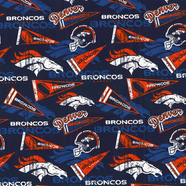 Denver Broncos Pennant Fabric 18”x44” 100% Cotton - .