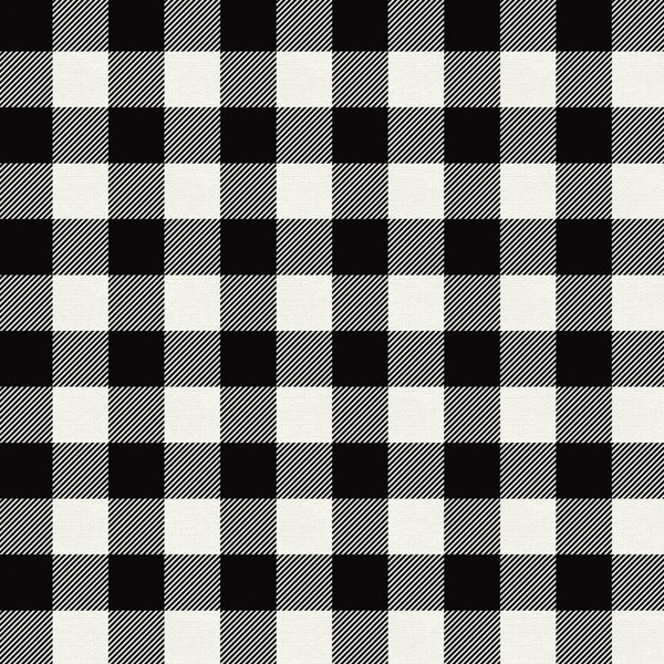 Buffalo Check Black & White Cotton Fabric - 18” x 44" - .