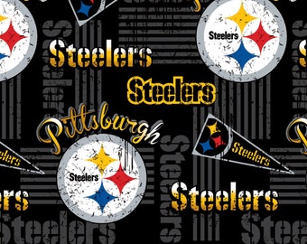 Pittsburgh Steelers Retro Black Fabric 18” x 58” 100% Cotton - .