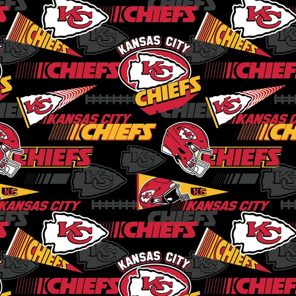 Kansas City Chiefs Retro Fabric - 18" x 44" 100% Cotton -