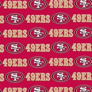 San Francisco 49ers Red Fabric - 18" x 58" 100% Cotton - .