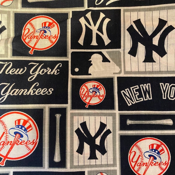 New York Yankees Patchwork Fabric 18” x 58” 100% Cotton - .