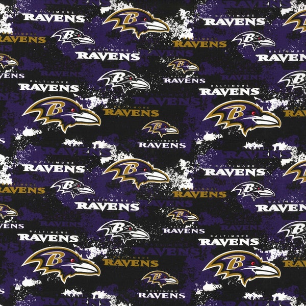 Baltimore Ravens Fabric - 18" x 44" 100% Cotton - .