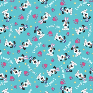 I Woof You Easter Dog Paw Fabric - 18" x 44" 100% Cotton - .