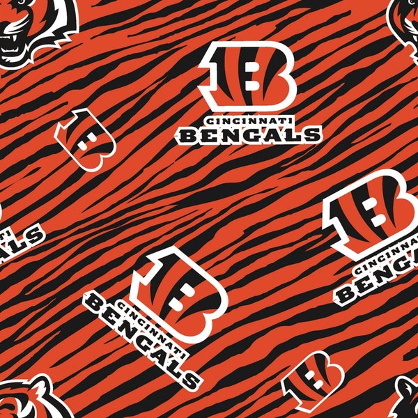 Cincinnati Bengals Stripe Fabric 18” x 44” 100% Cotton - .