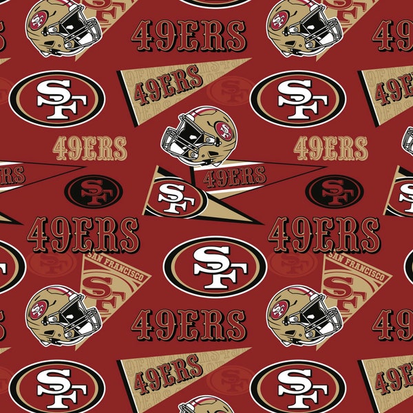 San Francisco 49ers Retro Fabric - 18" x 44" 100% Cotton - .