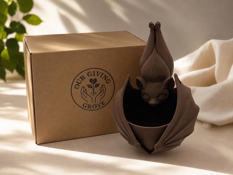 Brown Bat next to the shipping box you'll receive.