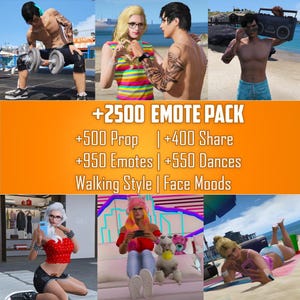 FiveM Emote Pack – 2500+ Animations, Dances, Props, Walks (Digital Download)