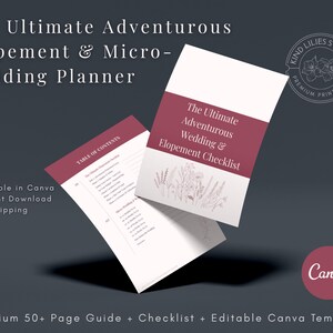Editable elopement planner template for adventurous couples planning a minimalist micro wedding timeline and intimate ceremony
