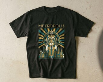 Metropolis 1927 Art Deco Sci Fi Robot Tee, Retro Futurism Graphic Shirt