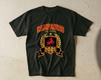 Spain Campeones Del Mundo 2026 Tee, Football Champions Crest Shirt, Retro Soccer Graphic Tee