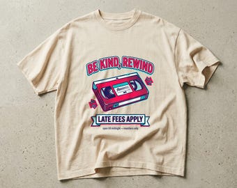 Be Kind Rewind VHS Tee, Retro 80s Video Store Graphic Shirt