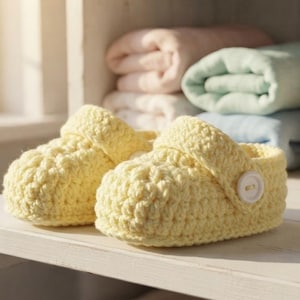 Modèle de chaussons bébé au crochet, sabots crocs, 3-6 mois (modèle PDF)