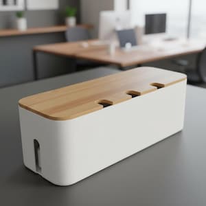 Wooden Cable Management Box, Cord Organizer Power Strip Hider, Desktop Wire Cover Box, Aesthetic Charger Socket Hideaway Case