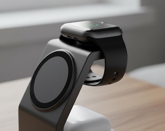 Supporto di ricarica wireless rapida 3 in 1 - Stazione di ricarica per più dispositivi: telefono, orologio, auricolari - Organizer da scrivania moderno, regalo tecnologico