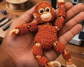 Articulated Little Ape Fidget Toy, 3D Printed Poseable Monkey Desk Companion