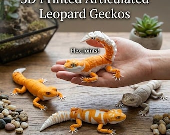 Juguete articulado de gecko leopardo impreso en 3D, reptil flexible para entretenerse, figura de mascota de escritorio.