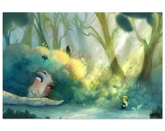Art print / nature illustration / mother and child / poster illustration / no AI / motherhood illustration