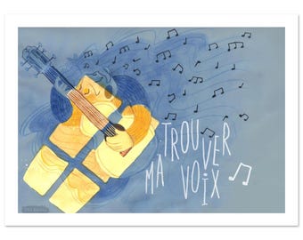 Poetic Illustration - Music 18x13 cm – Finding Your Voice – Art Print – Inspirational Wall Decor – Creative Gift