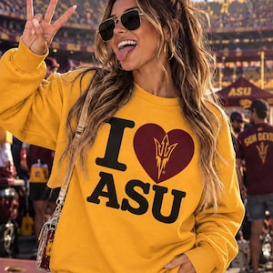 I Love ASU Sweatshirt, Sun Devils Football Crewneck, Arizona State University Sweatshirt, College Game Day Top, ASU Fan Gift