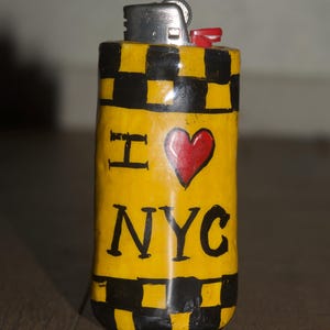 NYC Cab/Skyline Lighter Case | Handmade Polymer Clay Bic Lighter Sleeve