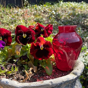Vintage Red Glass Flower Vase