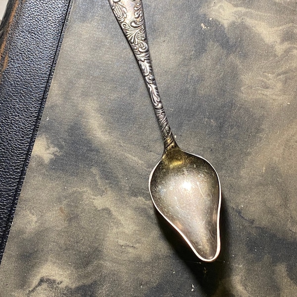 Antique Invalid Spoon Old Tarnished Silver Plate Infant Feeding Spoon