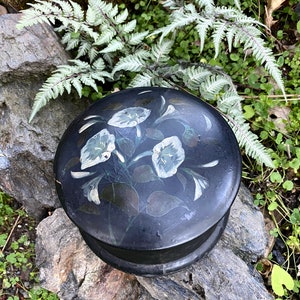 ANTIQUE POWDER BOX Hand Painted Papier-Mache for Your Boudoir!