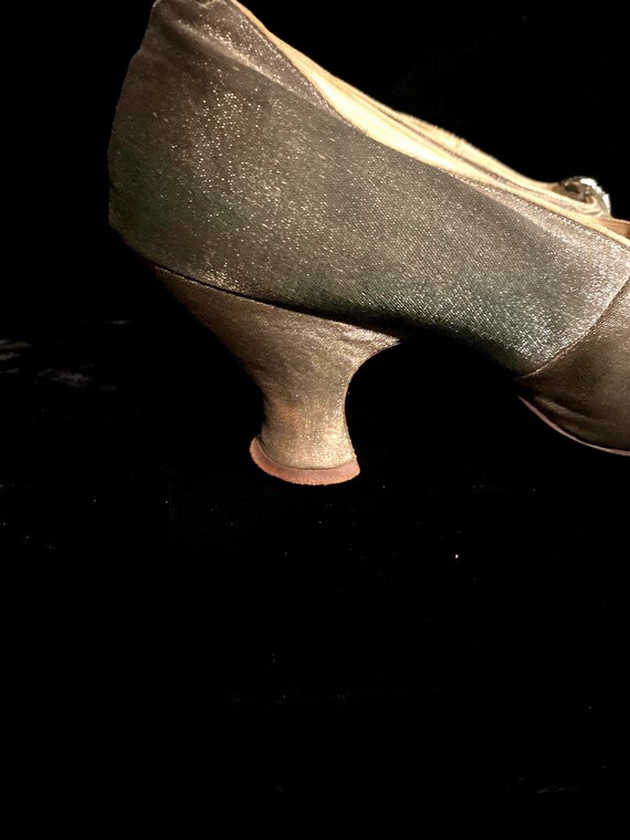 1937年 30s STAR BRAND SHOES アンティーク クリップ Antique Metallic Silver Shoes With Fancy Shoe Clips C. 1920's