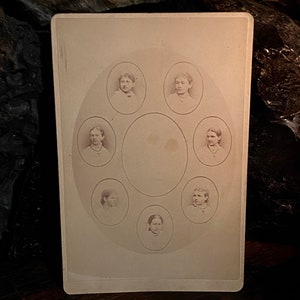 Antique Victorian Cabinet Card Photograph - Group Portraits of Young Women c.1878
