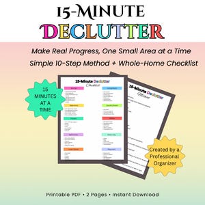 Lista di controllo per riordinare in 15 minuti / Riordino rapido della casa / Organizzazione domestica / PDF stampabile / Come organizzare