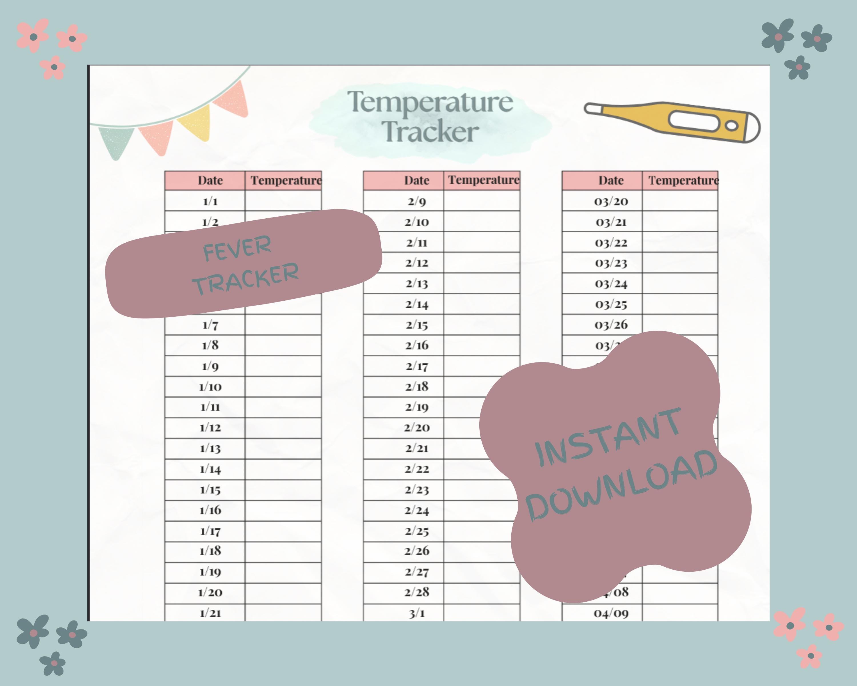 Fever Body Temperature Chart - Etsy