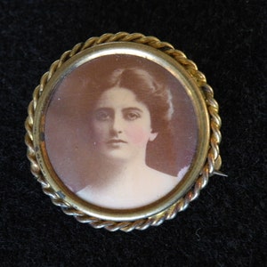 Victorian Mourning Brooch, Antique Portrait