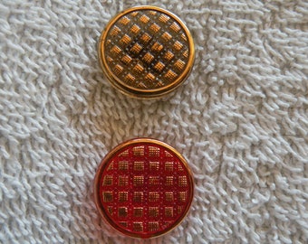 Vintage Glass Buttons, Vintage Gold Buttons, Colored Glass Buttons, Gold Frosted Buttons